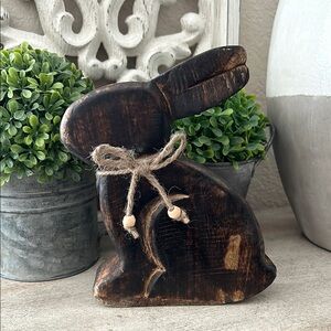 Boho Farmhouse Easter Spring Wooden Rabbit
